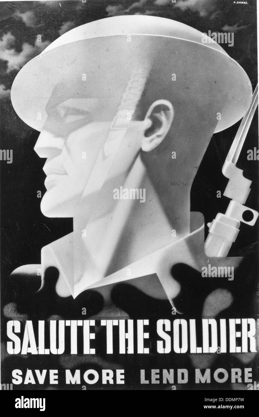 National Savings Poster, Salute the soldier, save more, lend more, 1944. Artist: Unknown Stock Photo
