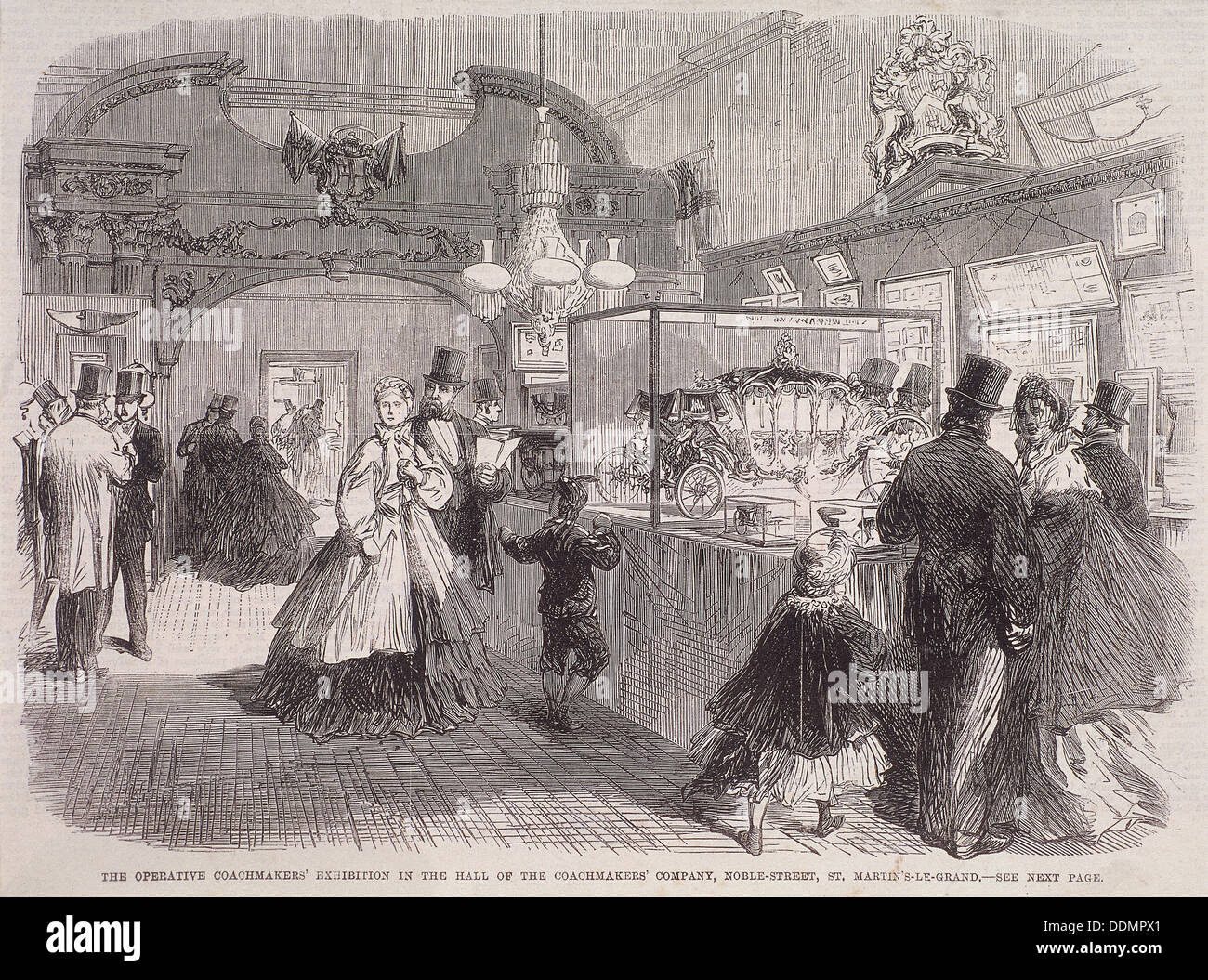 Exhibition at Coachmakers' Hall, Noble Street, London, 1865. Artist: Anon Stock Photo