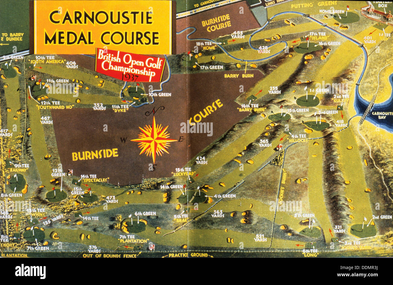 Carnoustie Medal Course, from the Carnoustie Supplement, Scottish, 1937