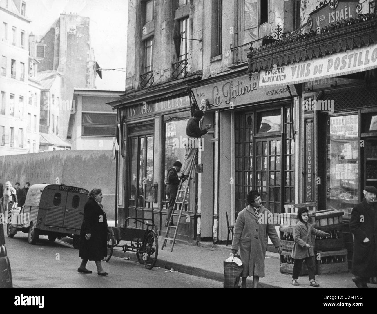 Algerian Jews' shop attacked in Paris, 11 April 1958. Artist: Unknown Stock Photo