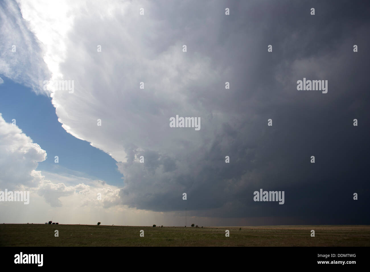 Rotating Supercell Thunderstorm, Ransom Kansas Stock Photo