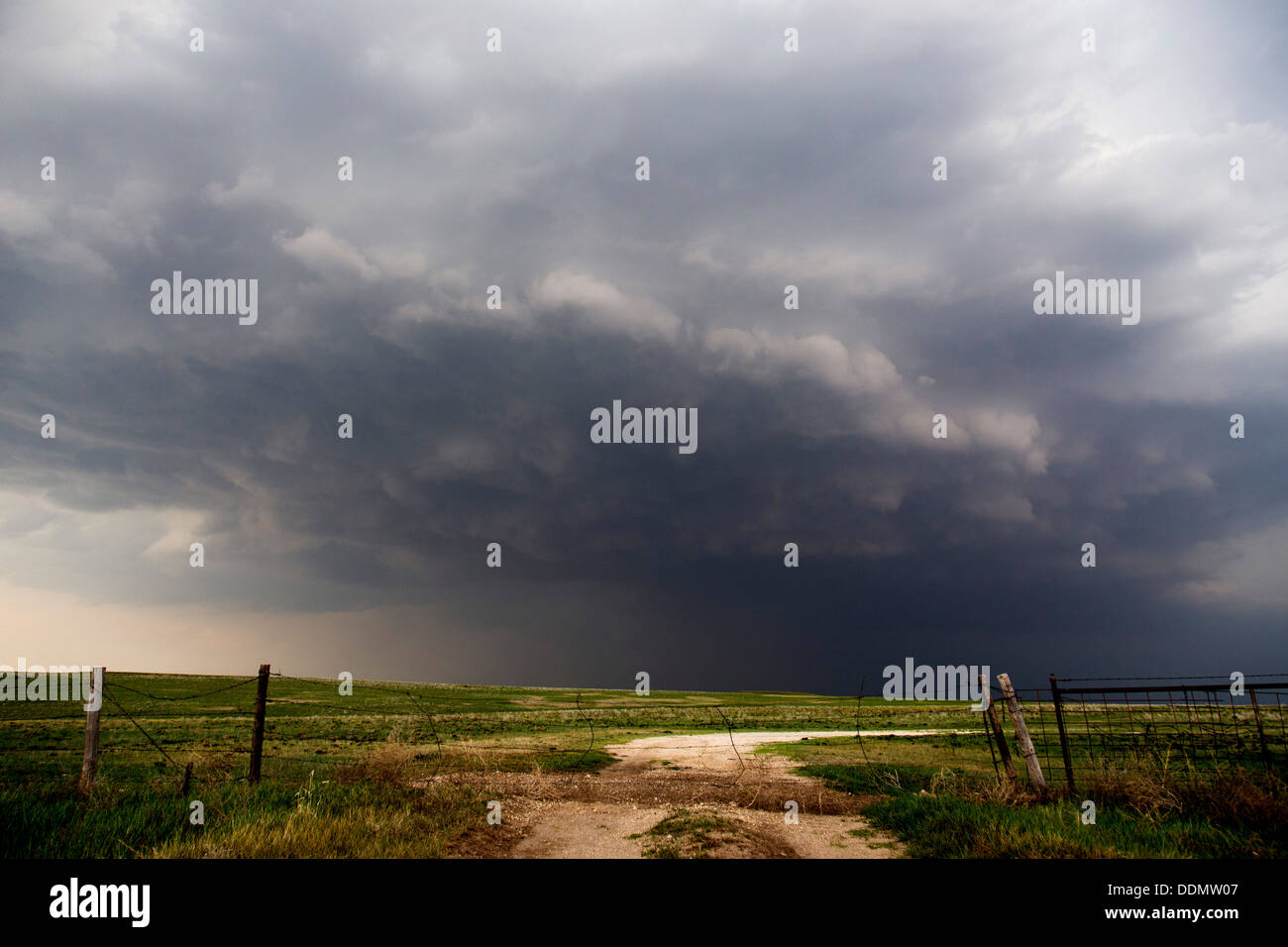 Rotating Supercell Thunderstorm, Ransom Kansas Stock Photo