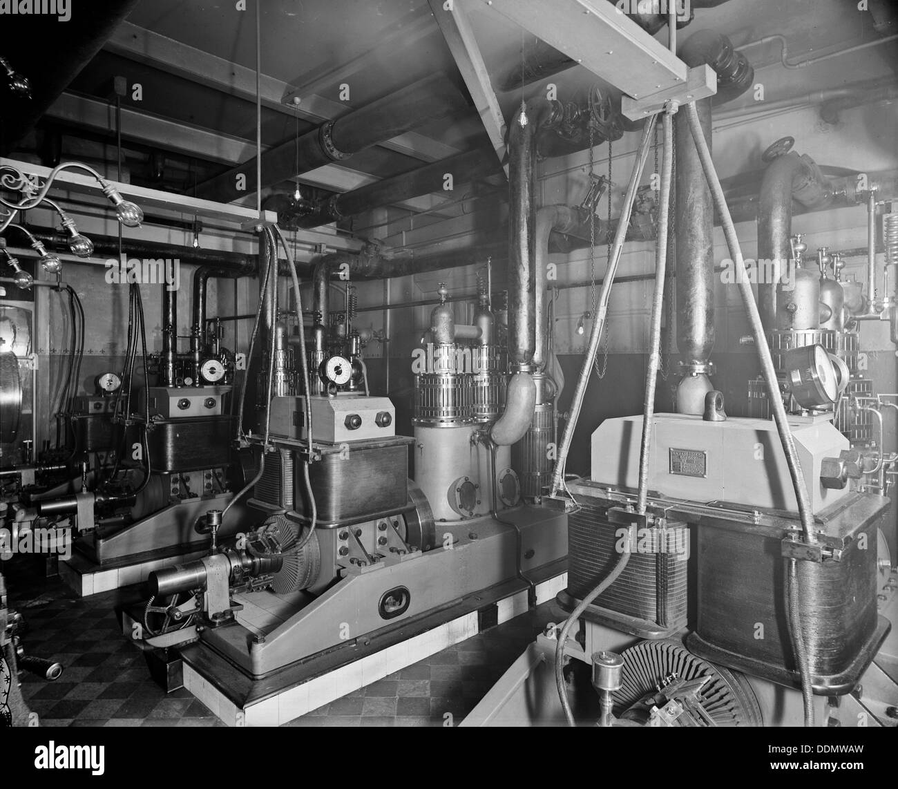The engine room at Hotel Victoria, Northumberland Avenue, London, 1897