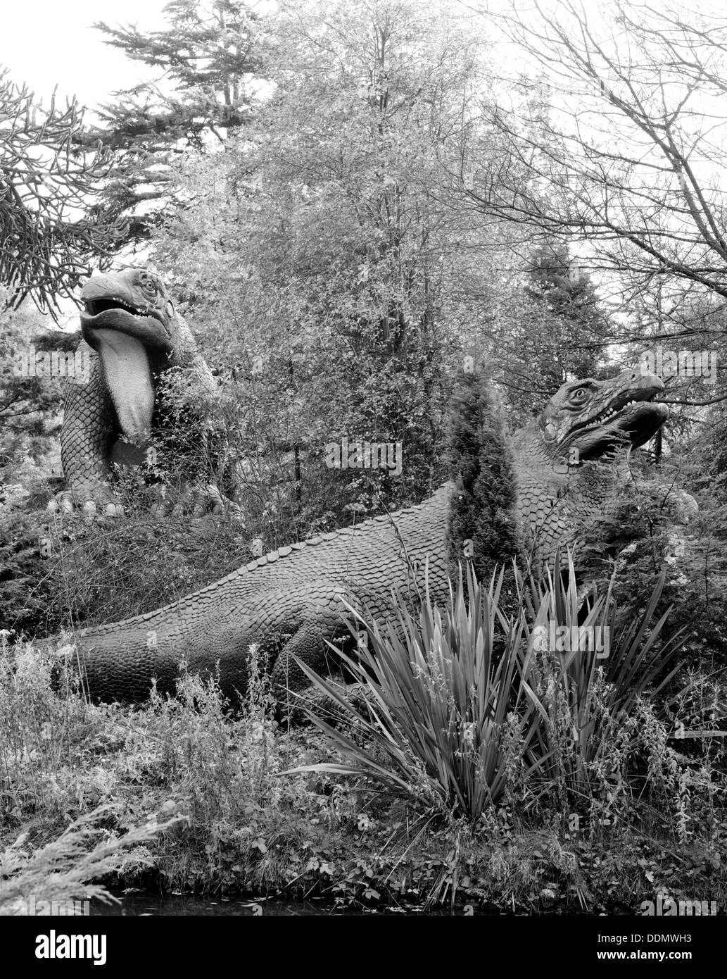 Prehistoric monsters, Crystal Palace Park, Bromley, 1981. Artist: Paul Barkshire Stock Photo