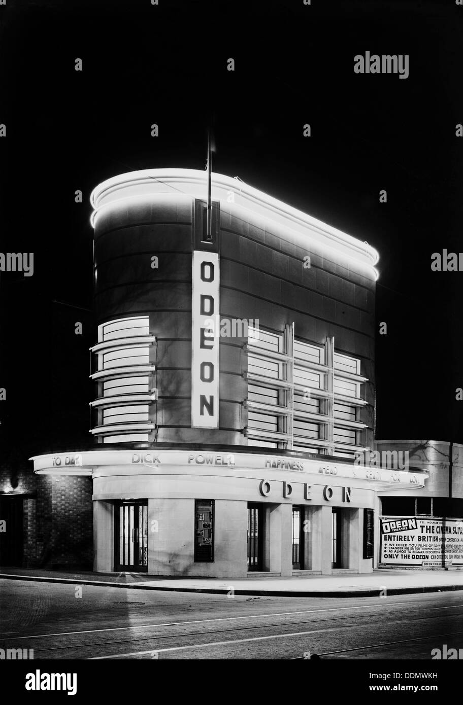 Night view of the Odeon, London Road, Isleworth, London, 1935. Artist: J Maltby Stock Photo