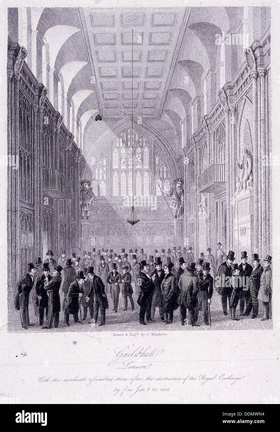 The Guildhall, London, 1838. Artist: C Matthews Stock Photo