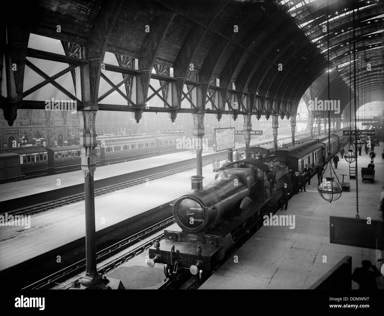 Locomotive at Paddington Station, Praed Street, Westminster, London. Artist: Unknown Stock Photo