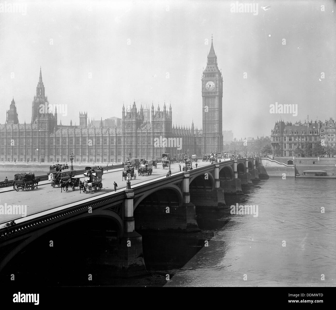 The Palace of Westminster and Big Ben, London, after 1881. Artist: Unknown Stock Photo