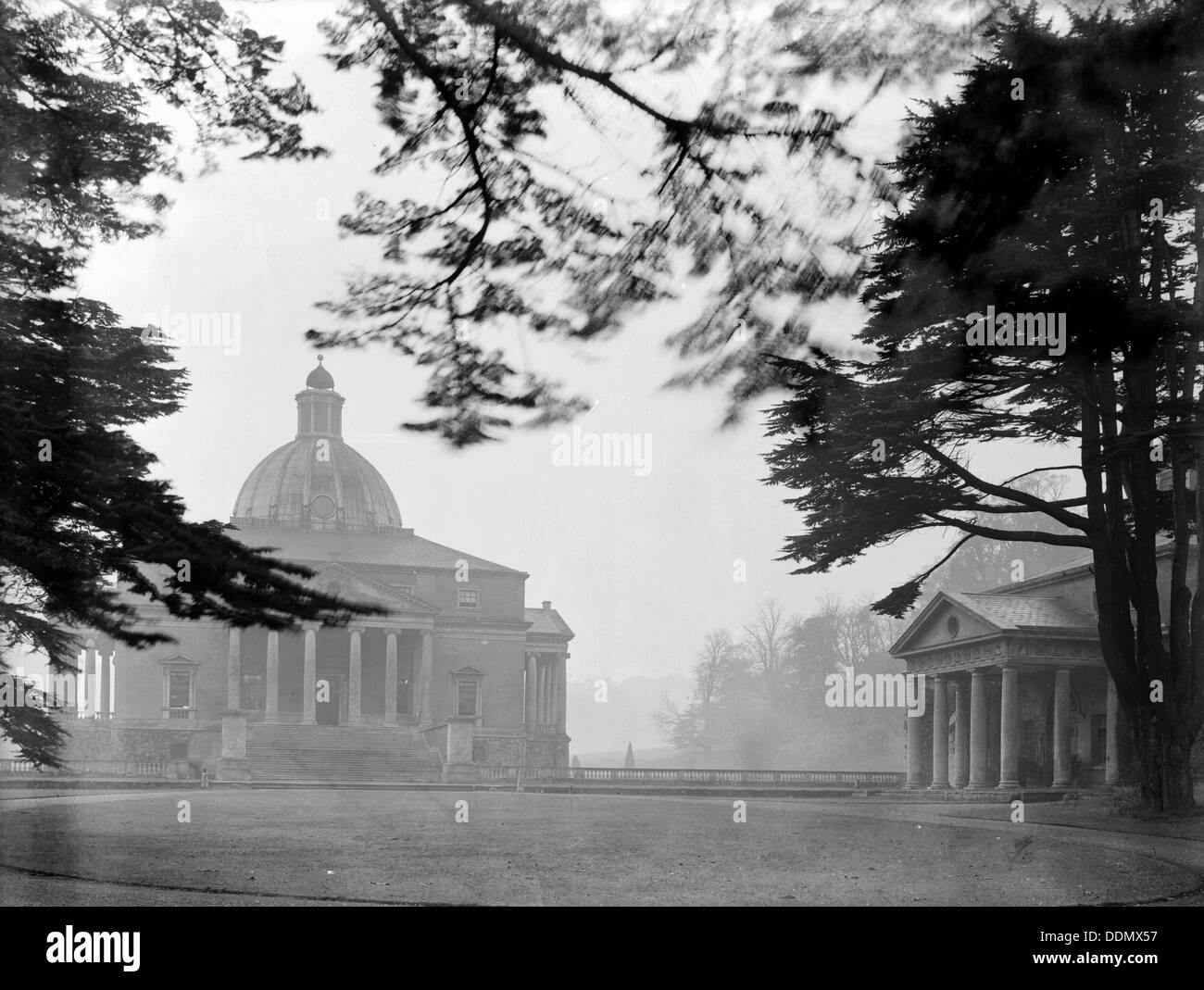 Mereworth Castle, Kent, viewed from the north west pavilion on a misty autumn morning, 1922. Artist: Nathaniel Lloyd Stock Photo