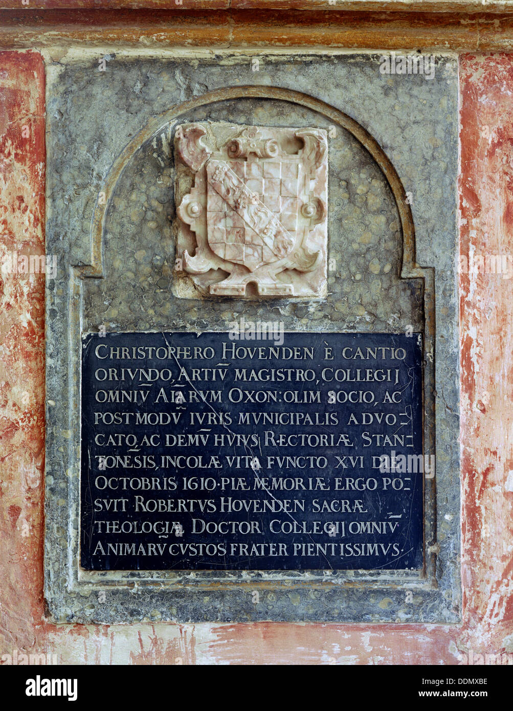 Wall tablet,St Michael's church, Stanton Harcourt, Oxfordshire, 1999. Artist: EH/RCHME staff photographer Stock Photo