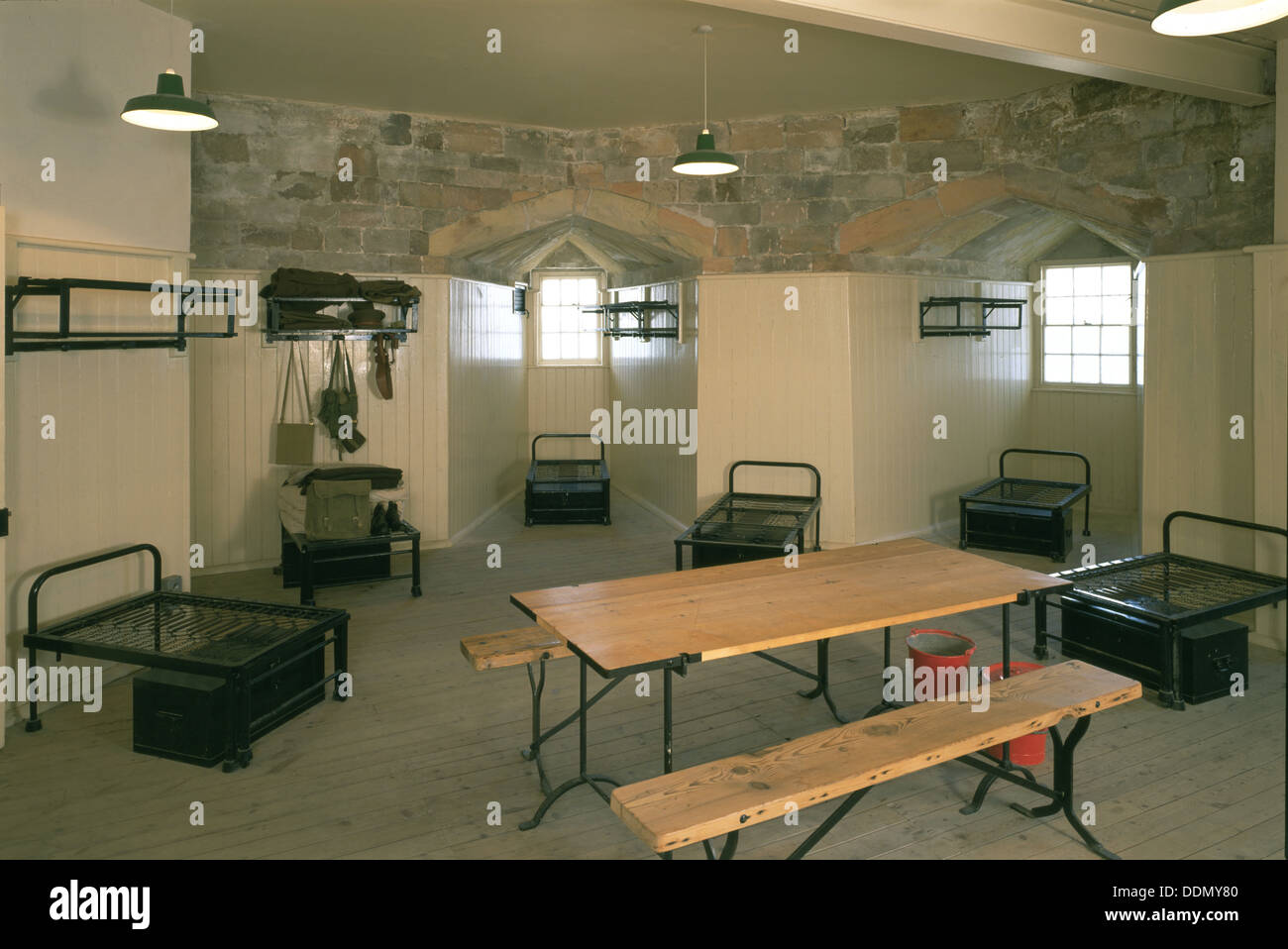 Barrack room in the keep at Calshot Castle, Hampshire, 1995. Artist: J Bailey Stock Photo