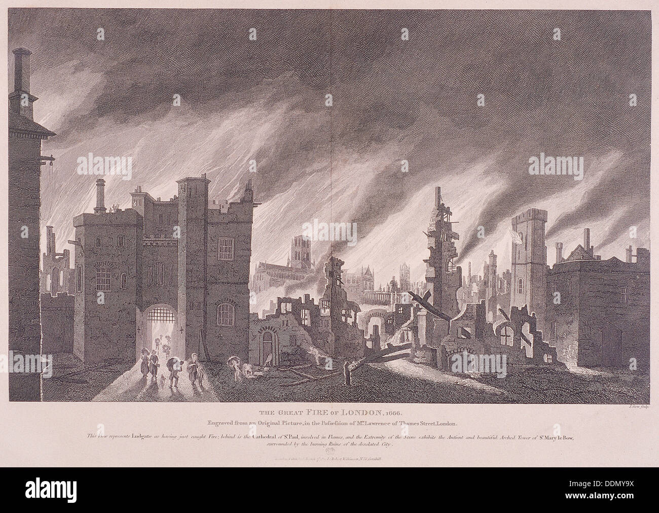 Ludgate, The Great Fire of London, 1811. Artist: John Stow Stock Photo