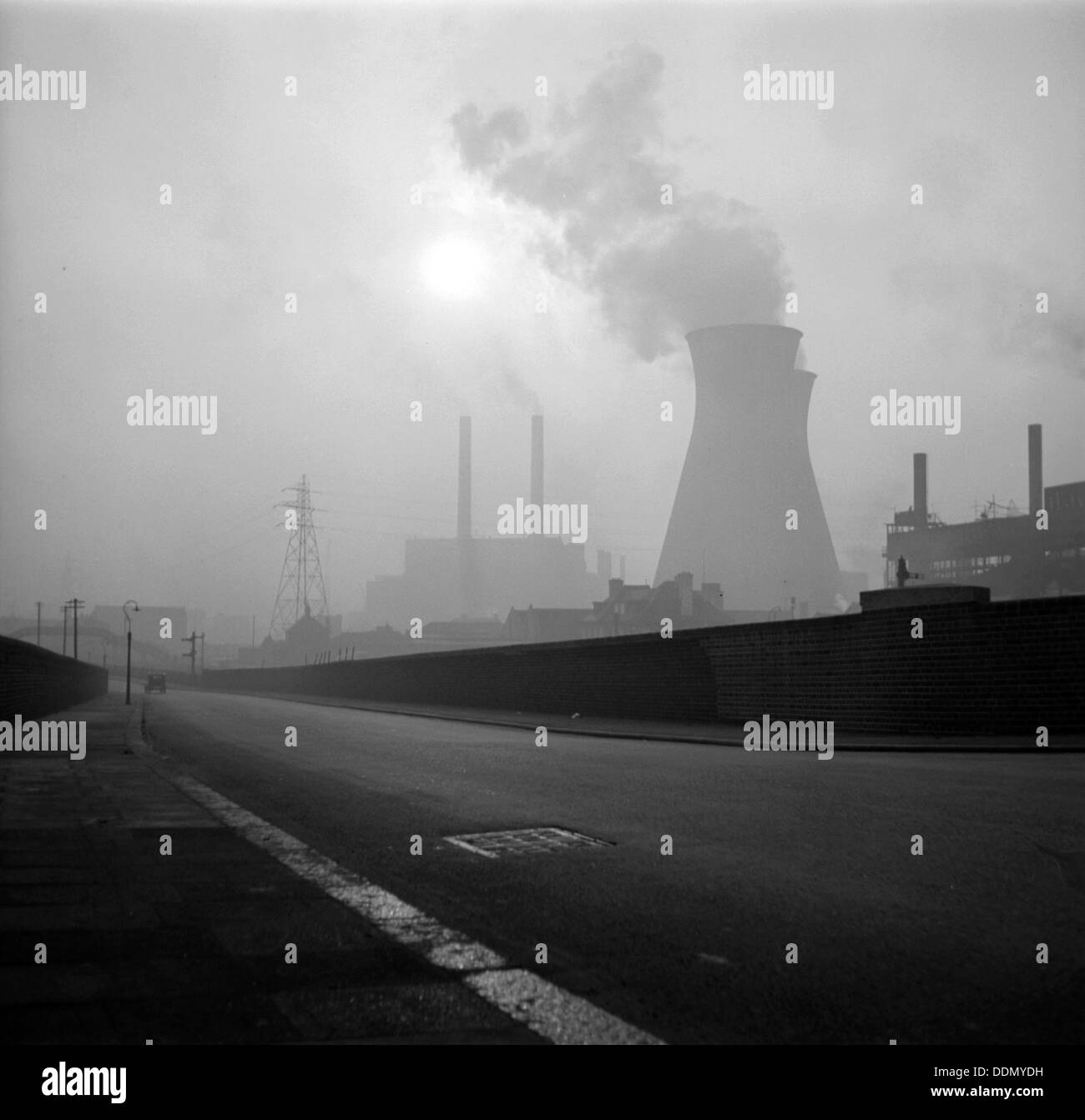 A London power station on a foggy morning, c1945-c1965. Artist: SW Rawlings Stock Photo