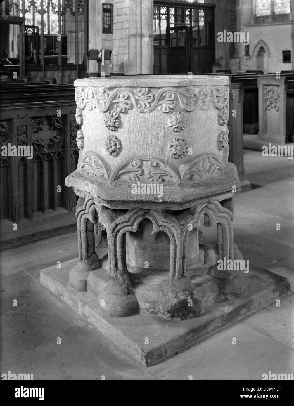 The font in the church of St John the Baptist, Barnack, Cambridgeshire ...