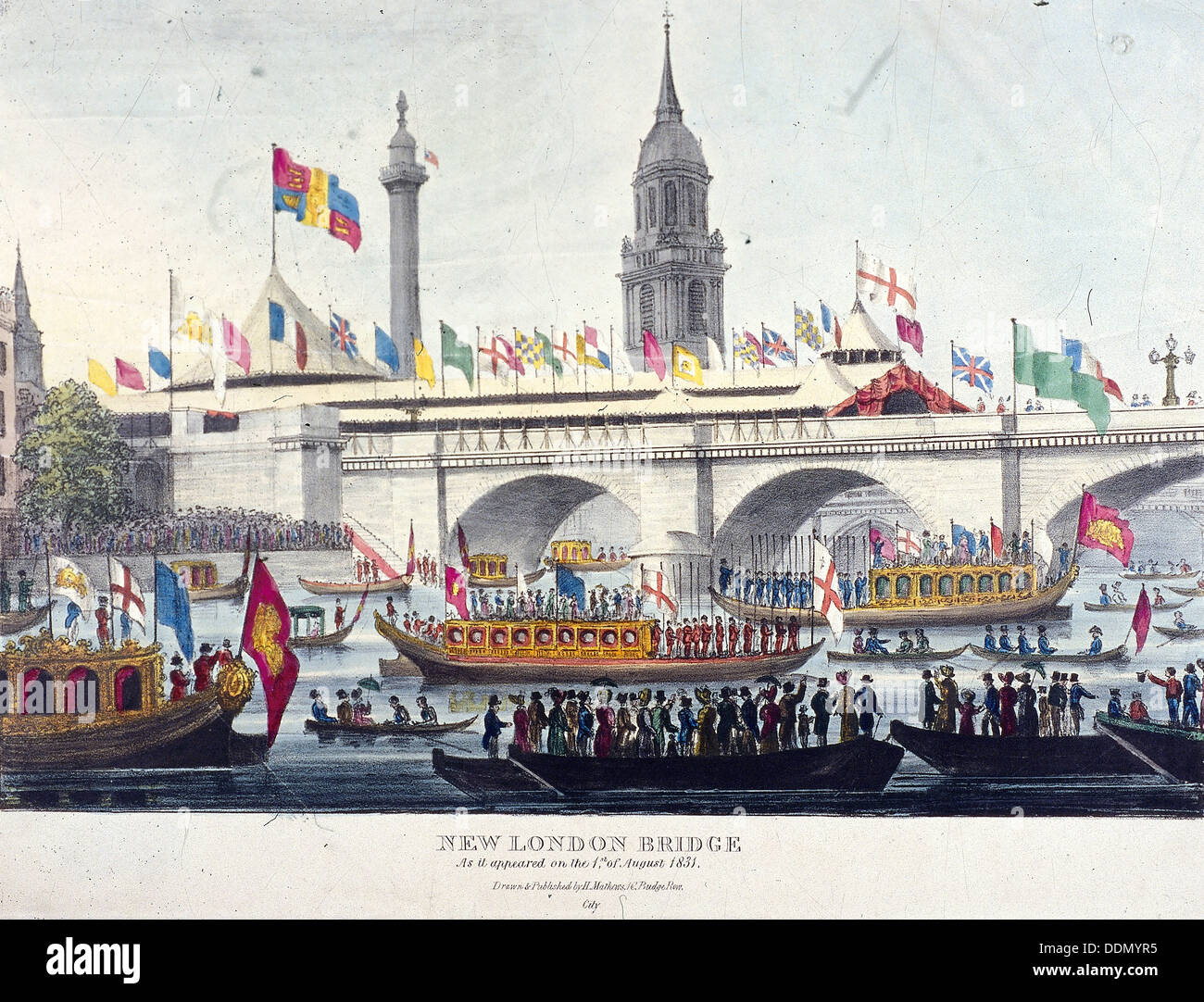 London Bridge (new), London, 1831. Artist: Henry Matthews Stock Photo