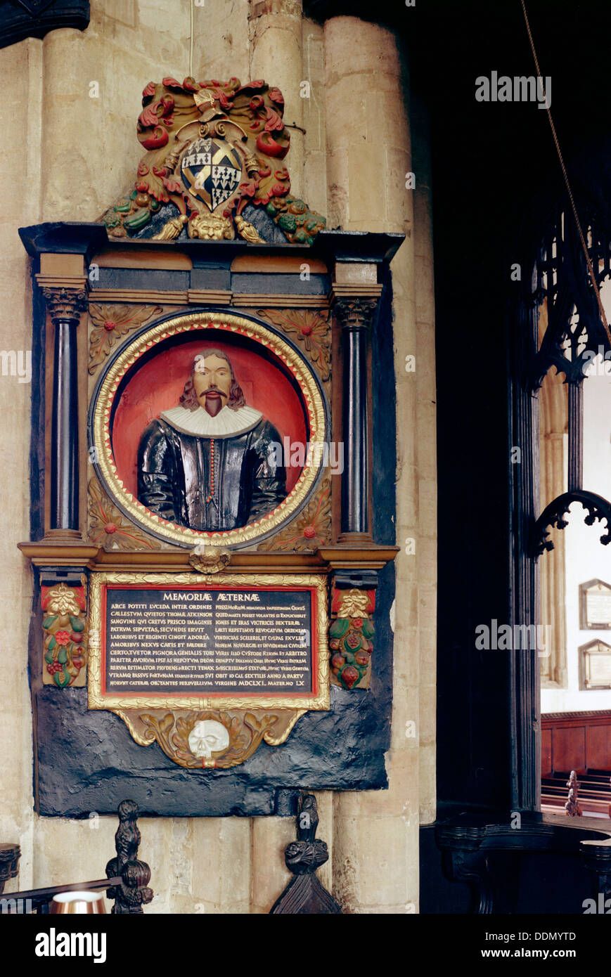 Monument to Atkinson in the church of St Mary Magdalen, Newark-on-Trent, c1965-c1969. Artist: Laurence Goldman Stock Photo