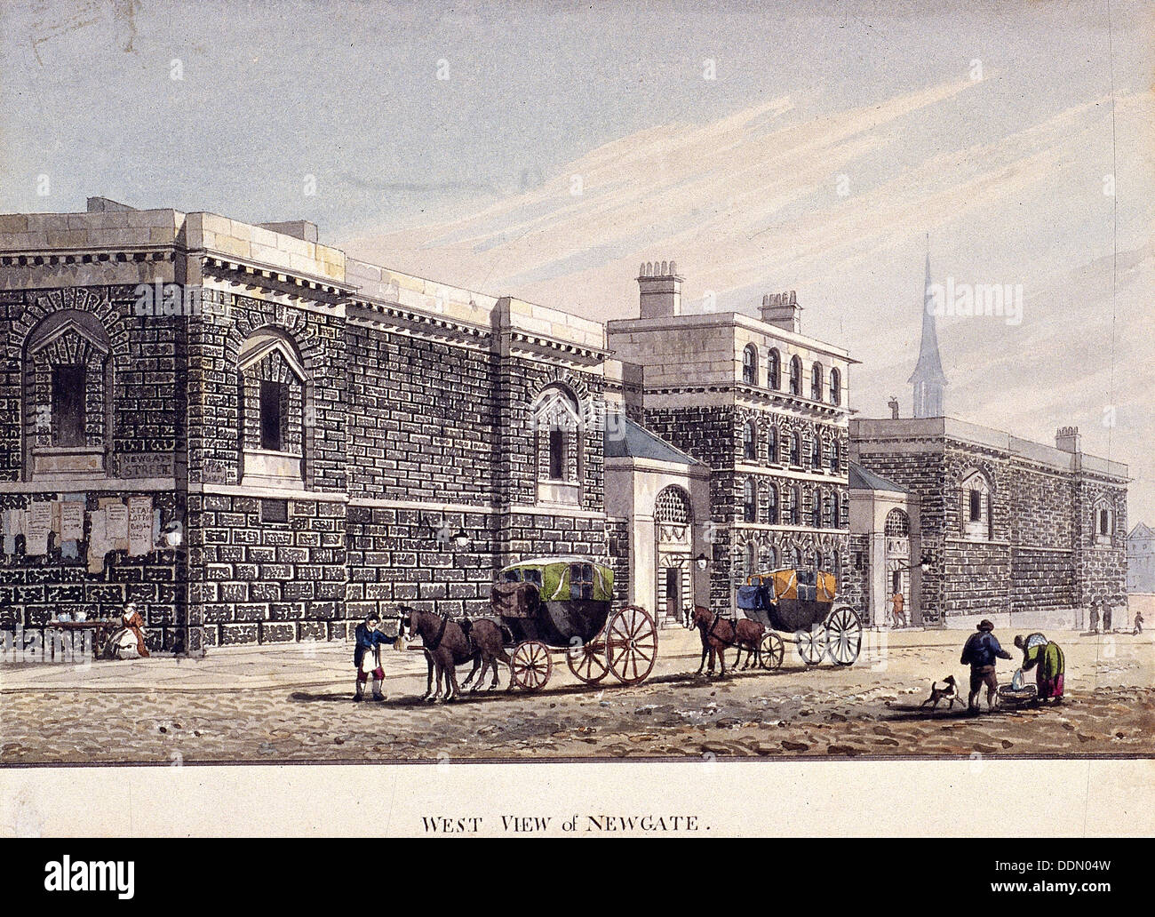 Newgate Prison, Old Bailey, London, c1815. Artist: George Shepherd Stock Photo