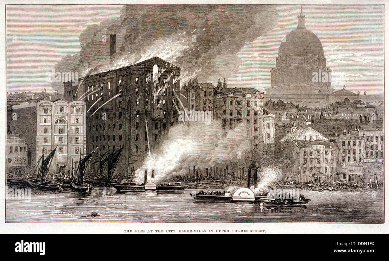 Thames Street Fire, London, 1872. Artist: Anon Stock Photo