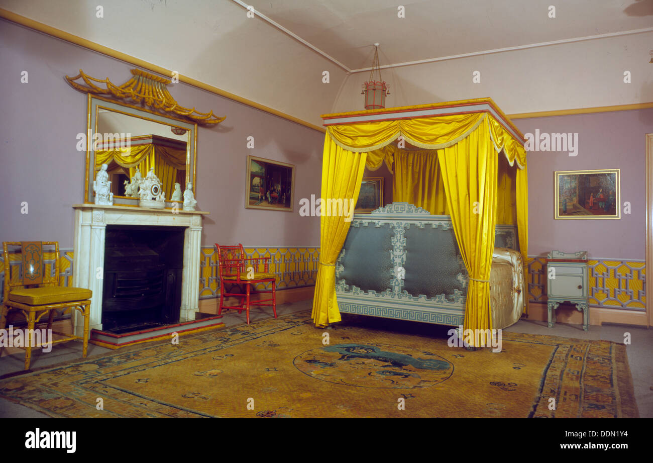 Bedroom, Royal Pavilion, Brighton, East Sussex, 1960s. Artist Eric