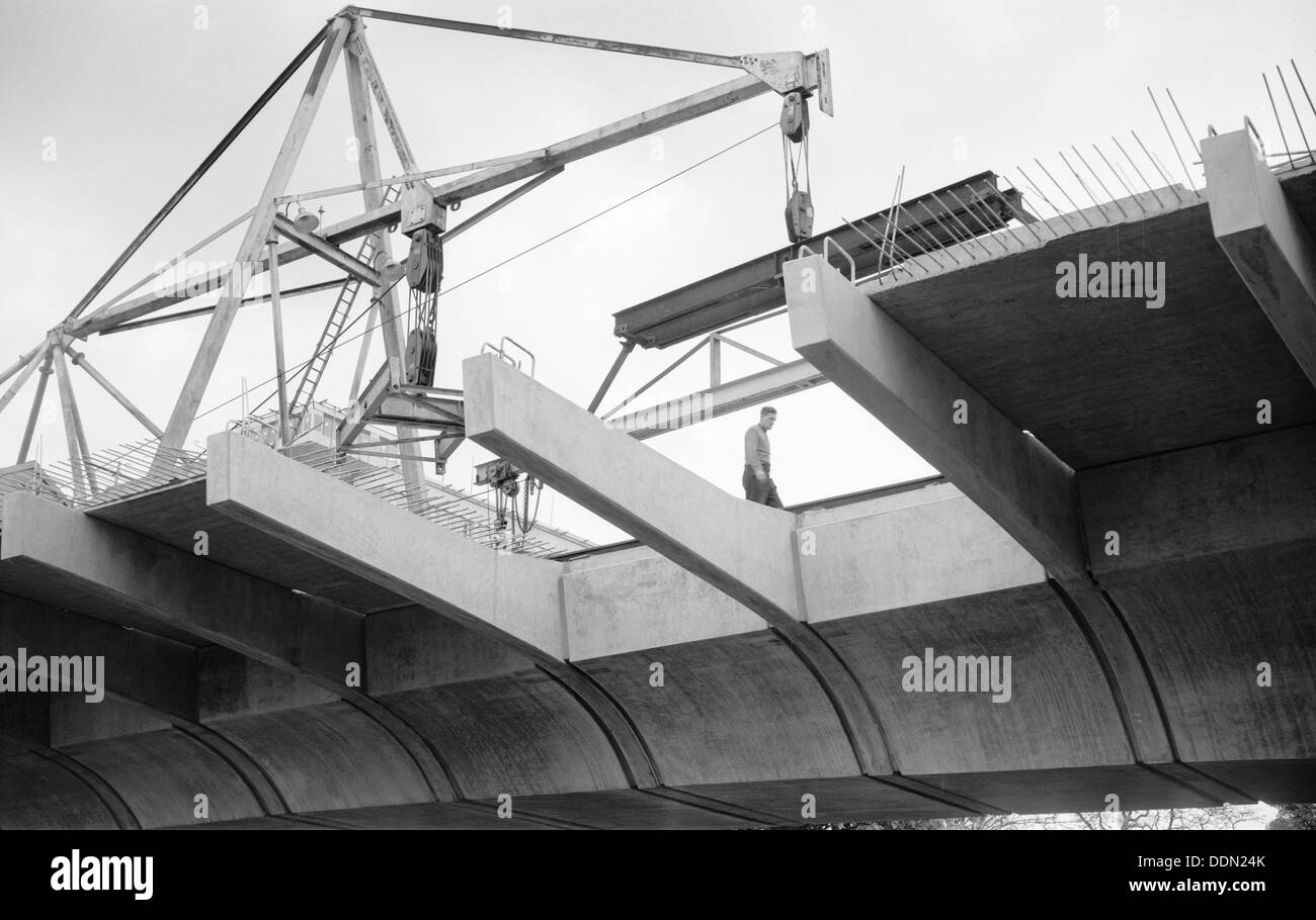 Hammersmith Flyover during construction, Hammersmith, London, 1961