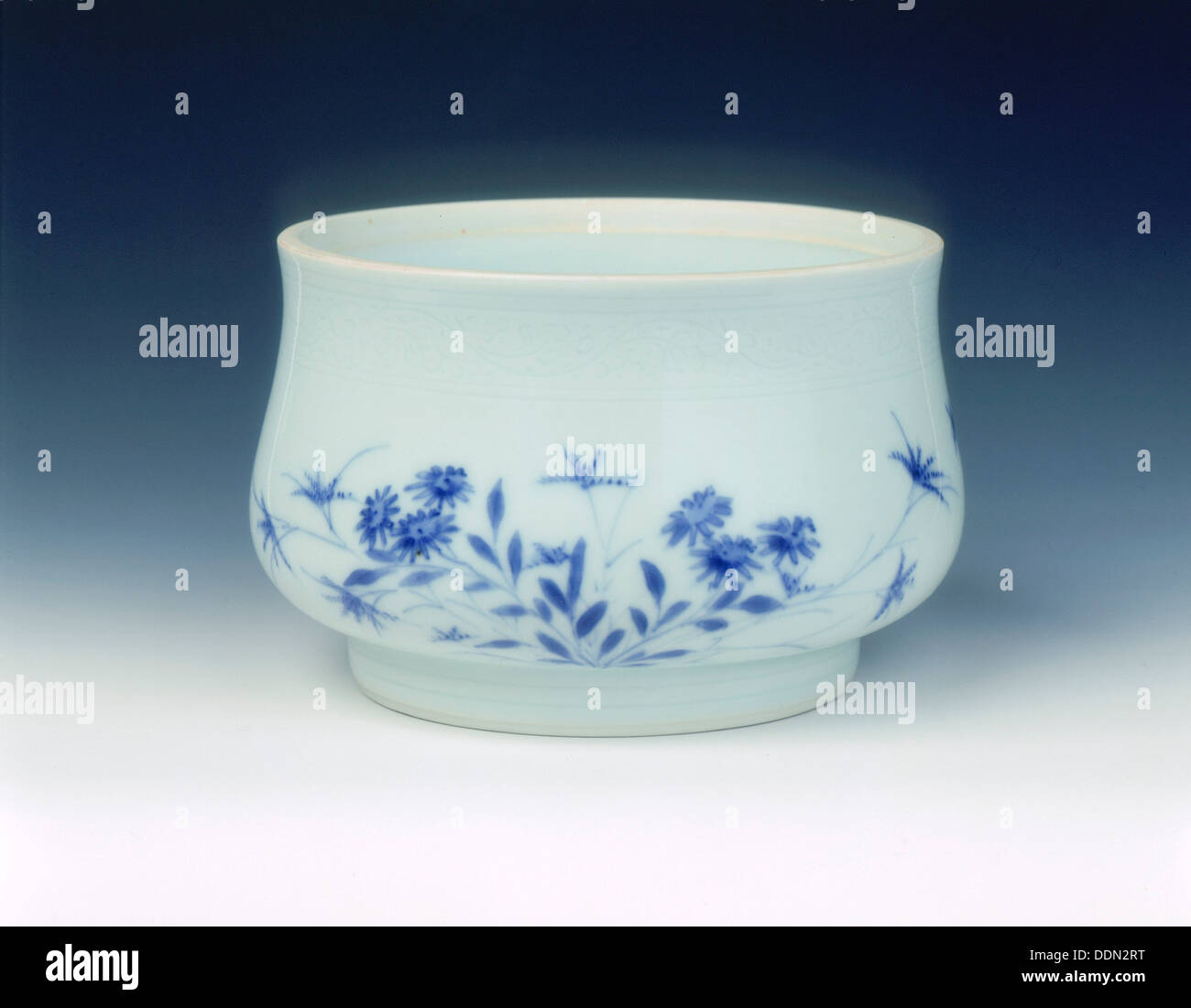 Blue and white censer, Transitional period, China, c1640. Artist: Unknown Stock Photo