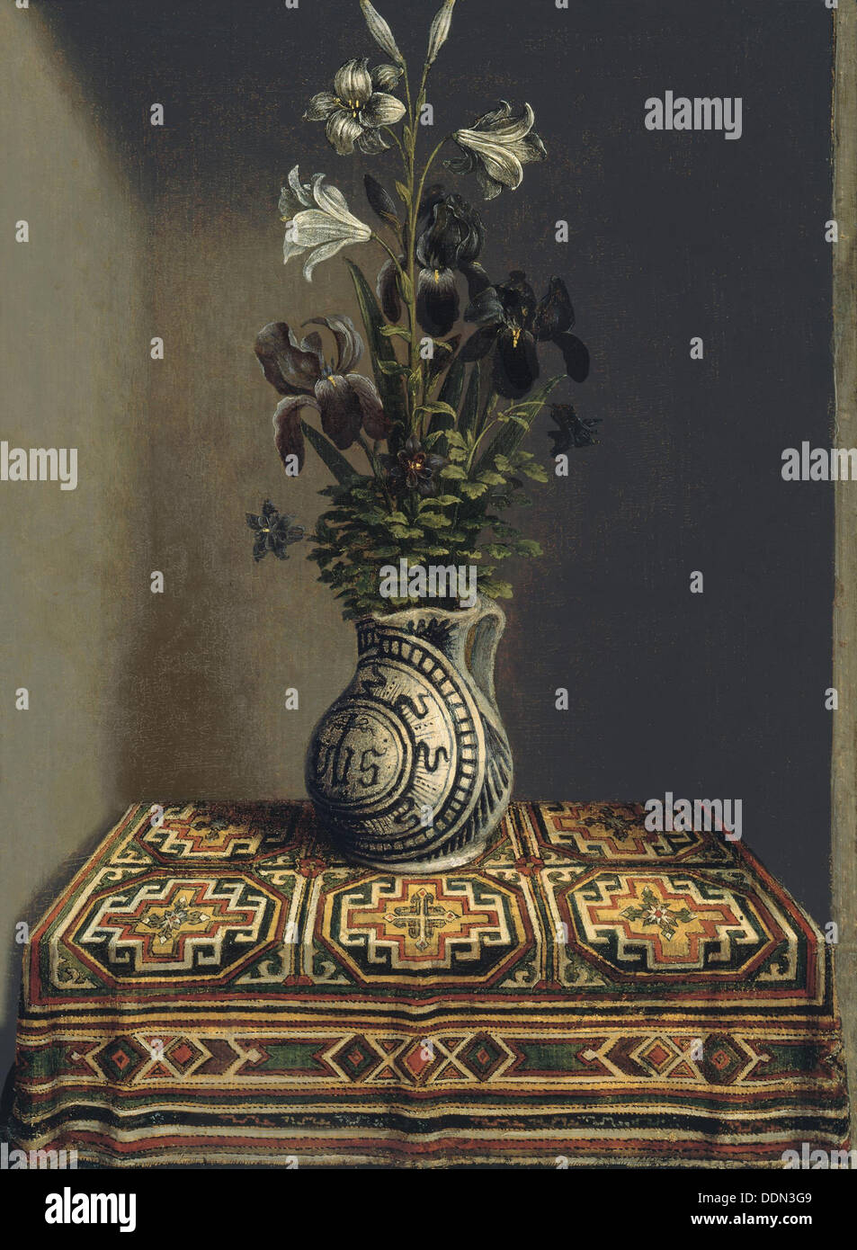 Flowers in a Jug, ca 1485. Artist: Memling, Hans (1433/40-1494) Stock Photo