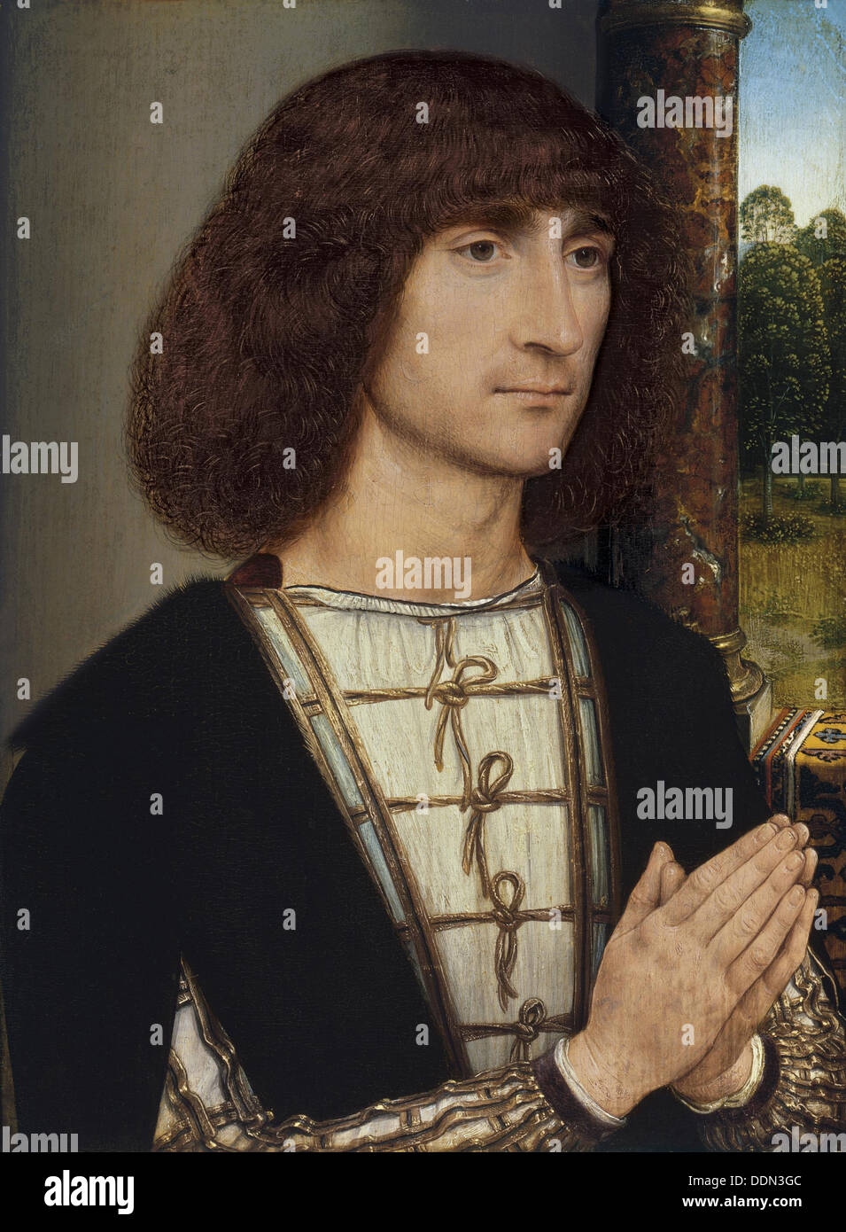 Portrait of a young Man praying, ca 1485. Artist: Memling, Hans (1433/40-1494) Stock Photo