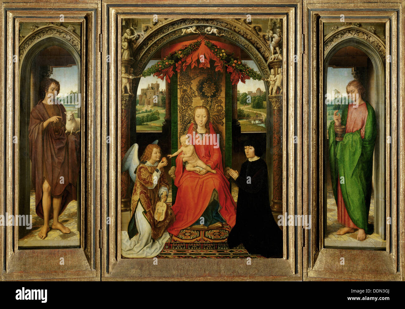 Small Triptych of St. John the Baptist, c. 1490. Artist: Memling, Hans (1433/40-1494) Stock Photo