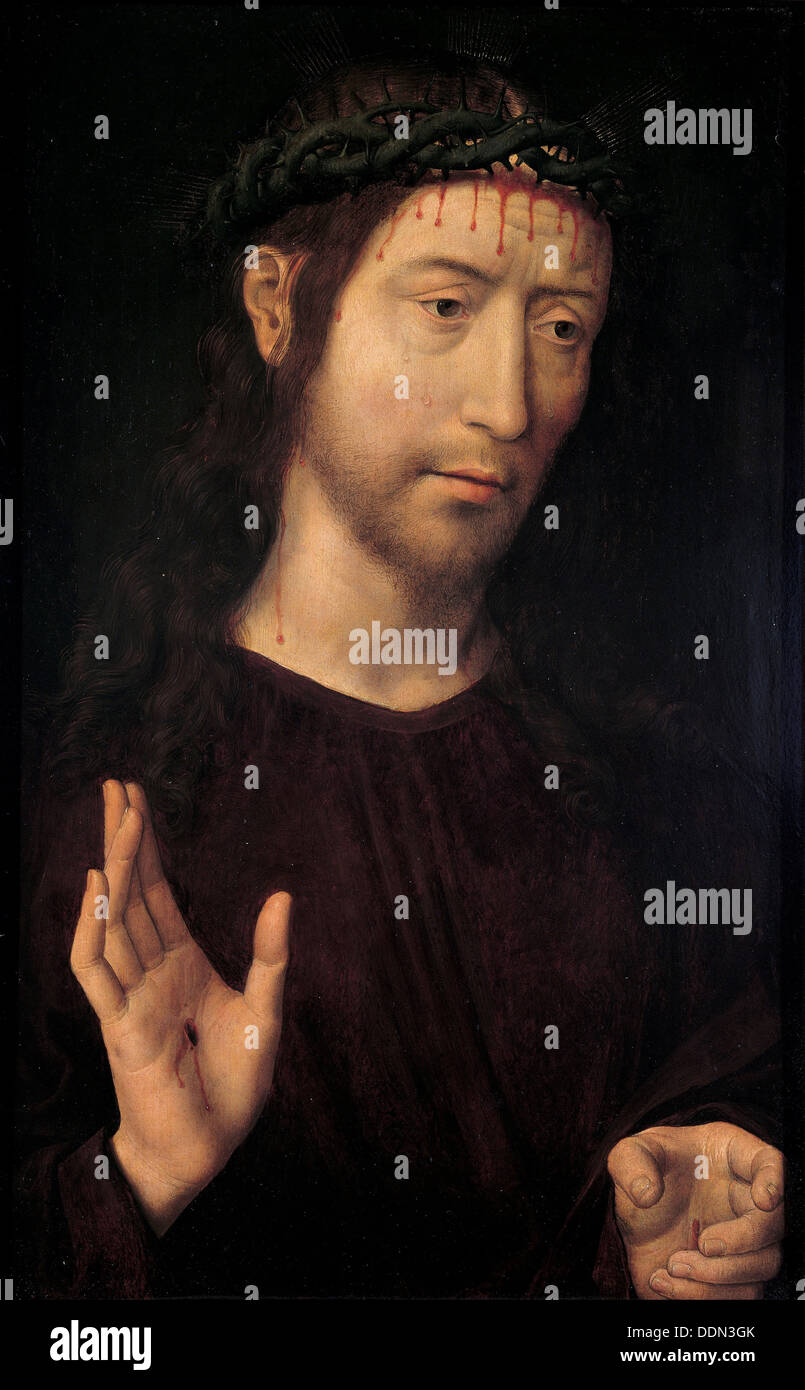 The Man of Sorrows Blessing, 1480-1490. Artist: Memling, Hans (1433/40-1494) Stock Photo