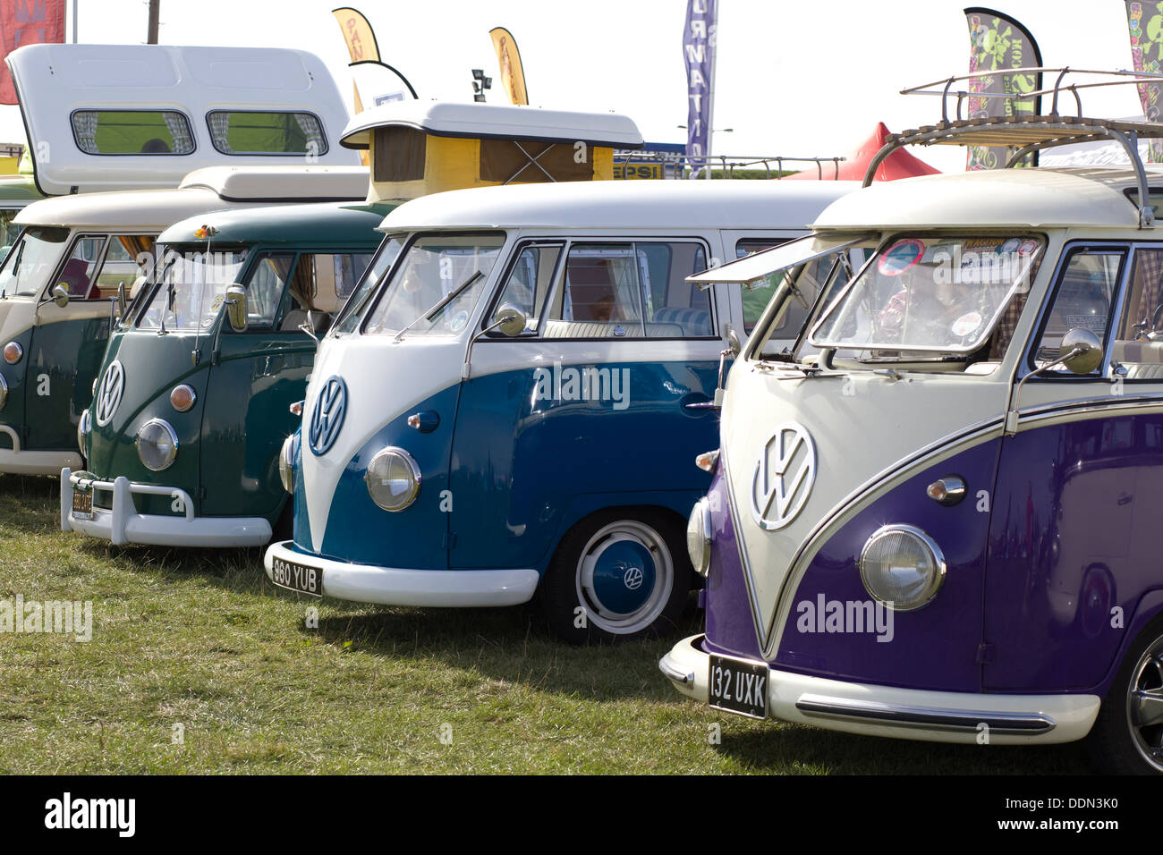 Row of VW Camper at the Santa Pod Raceway England Stock Photo