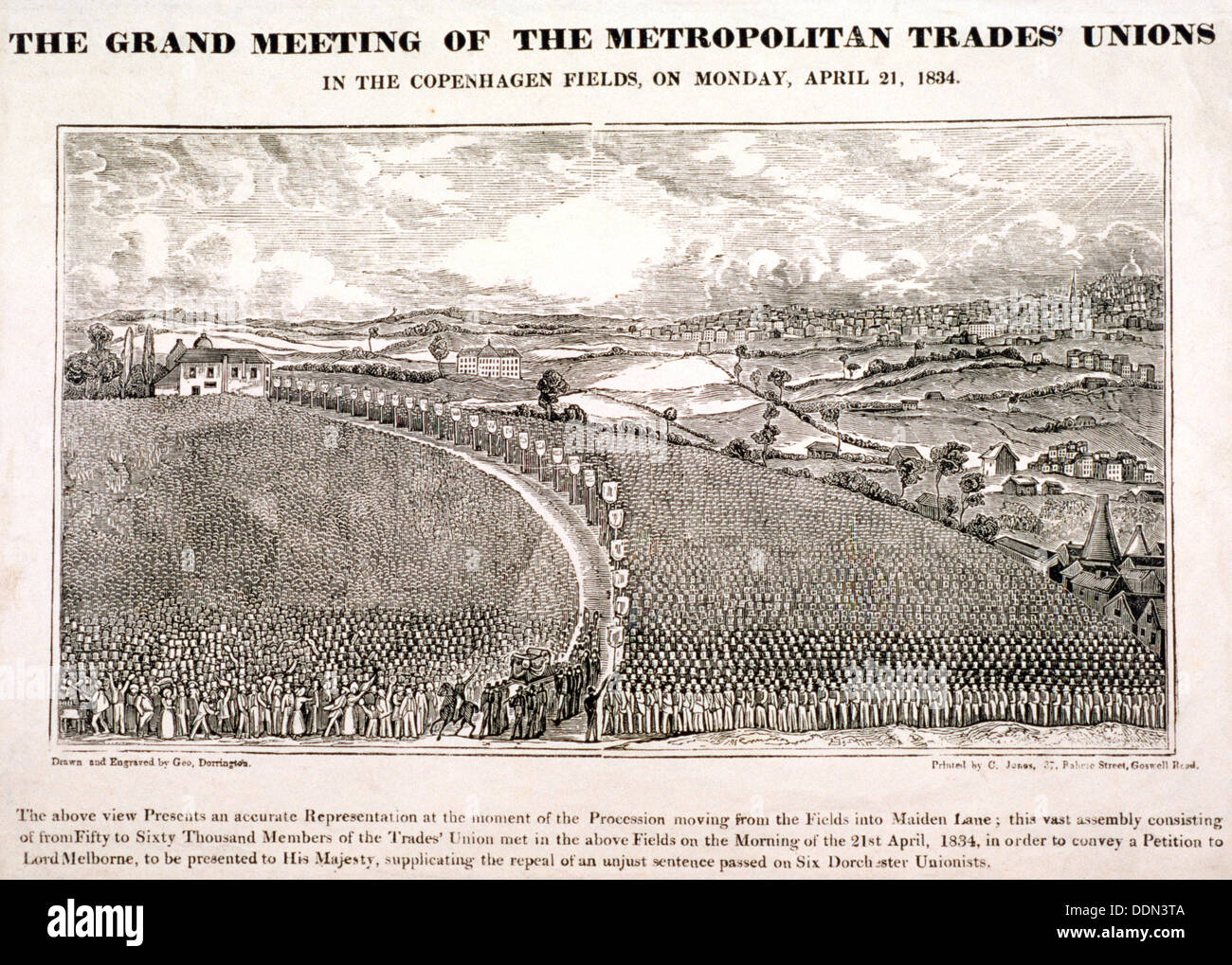 Copenhagen Fields, Islington, London, 1834. Artist: George Dorrington Stock Photo