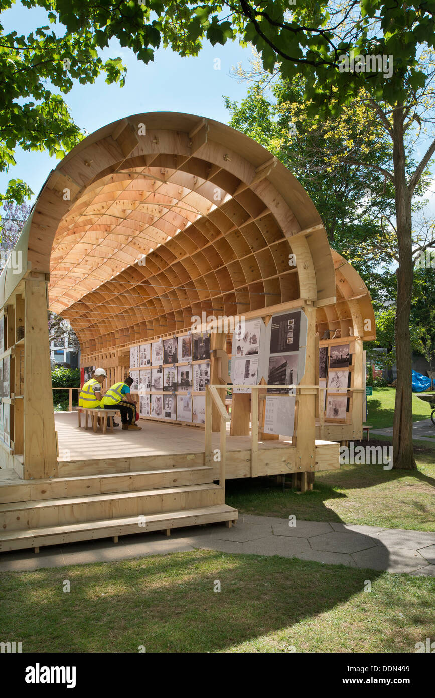 Brighton University Graduate Pavilion, Brighton, United Kingdom. Architect: Graduates (Various), 2013. View through barrel vault Stock Photo
