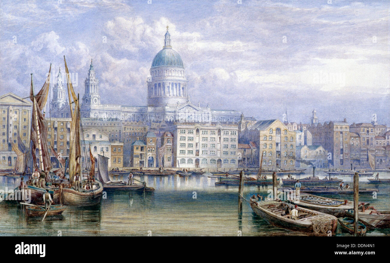 St Paul's from Bankside, London, 1883. Artist: William Richardson Stock Photo