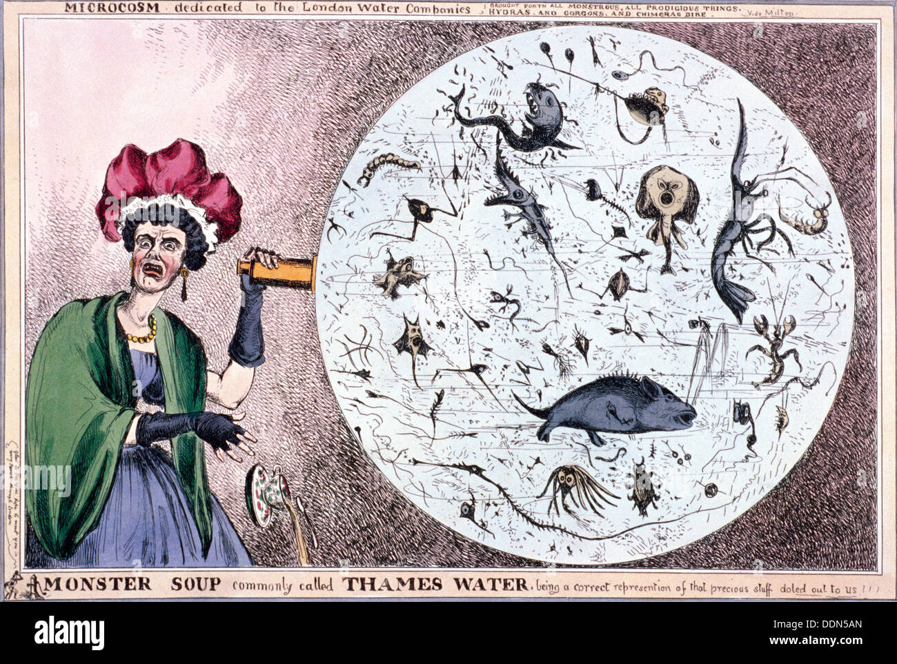 'Monster soup commonly called Thames water...', 1828. Artist: Thomas McLean Stock Photo