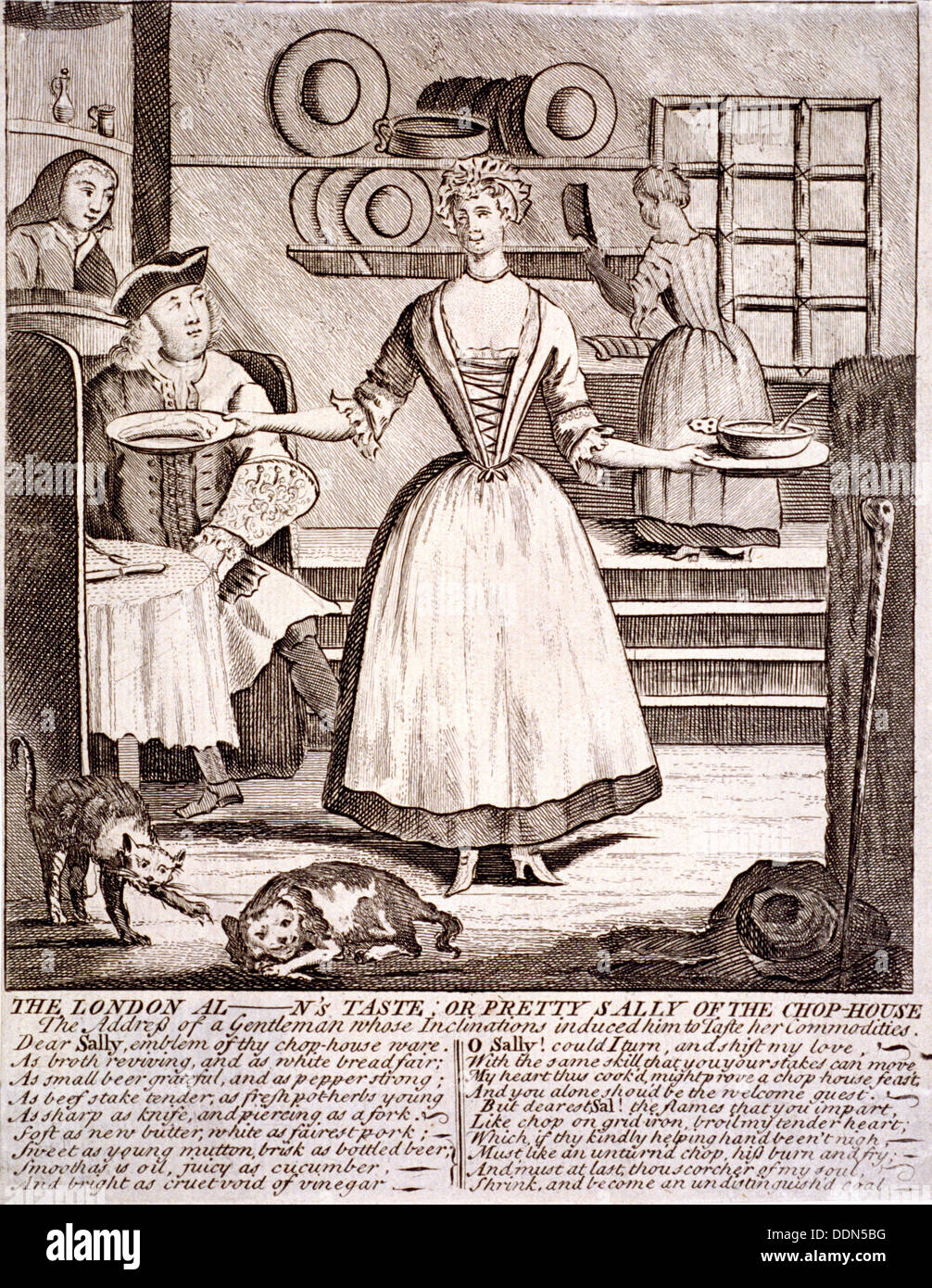 'The London al - n's taste, or pretty Sally of the chop-house', 1750. Artist: Anon Stock Photo