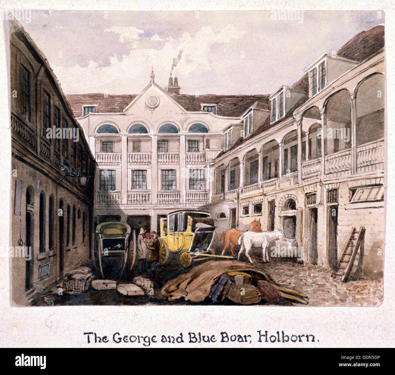 George and Blue Boar Inn, Holborn, London, c1850. Artist: Anon Stock Photo