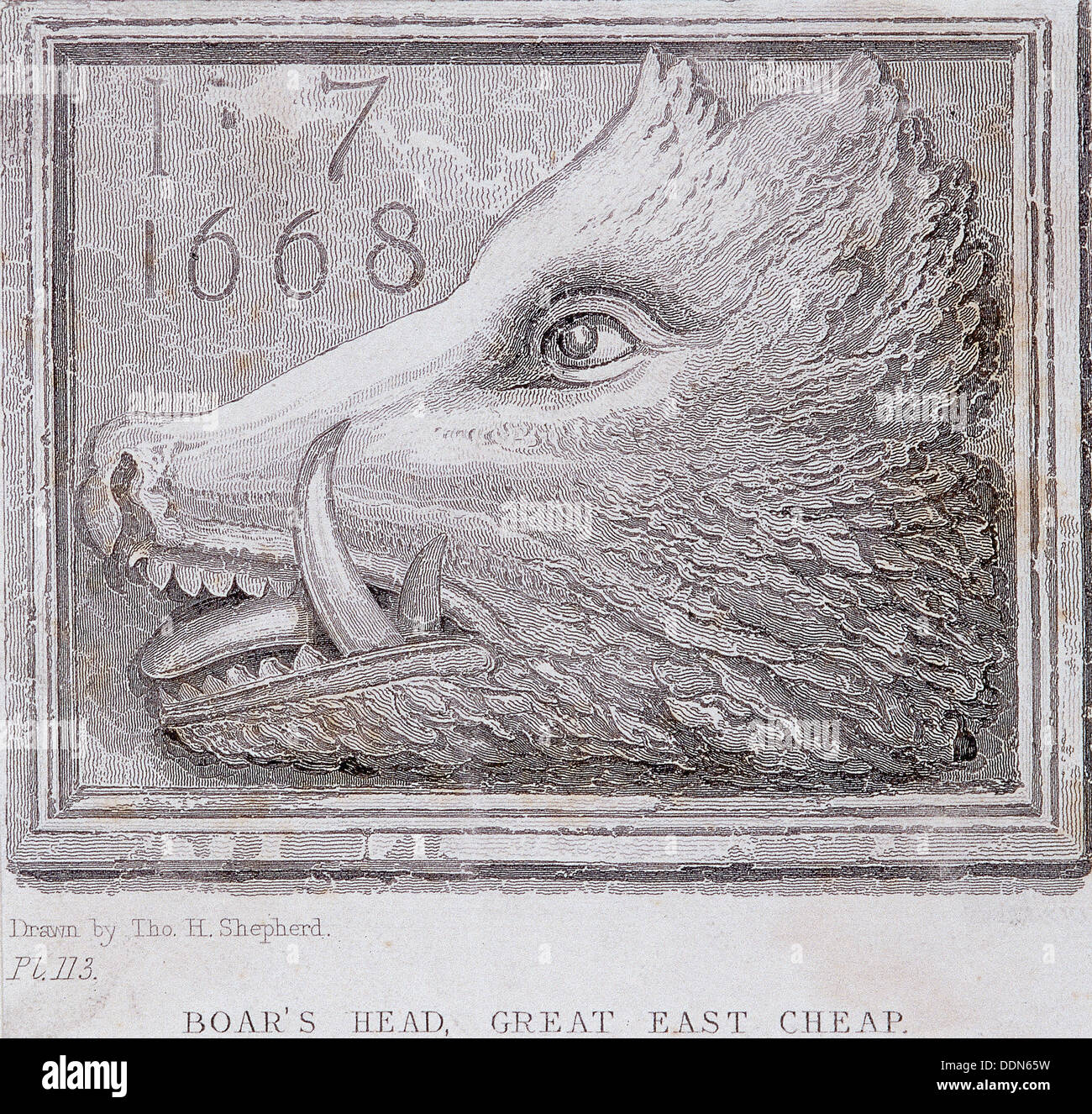 Inn sign from the Boar's Head Tavern, Eastcheap, London, (1850