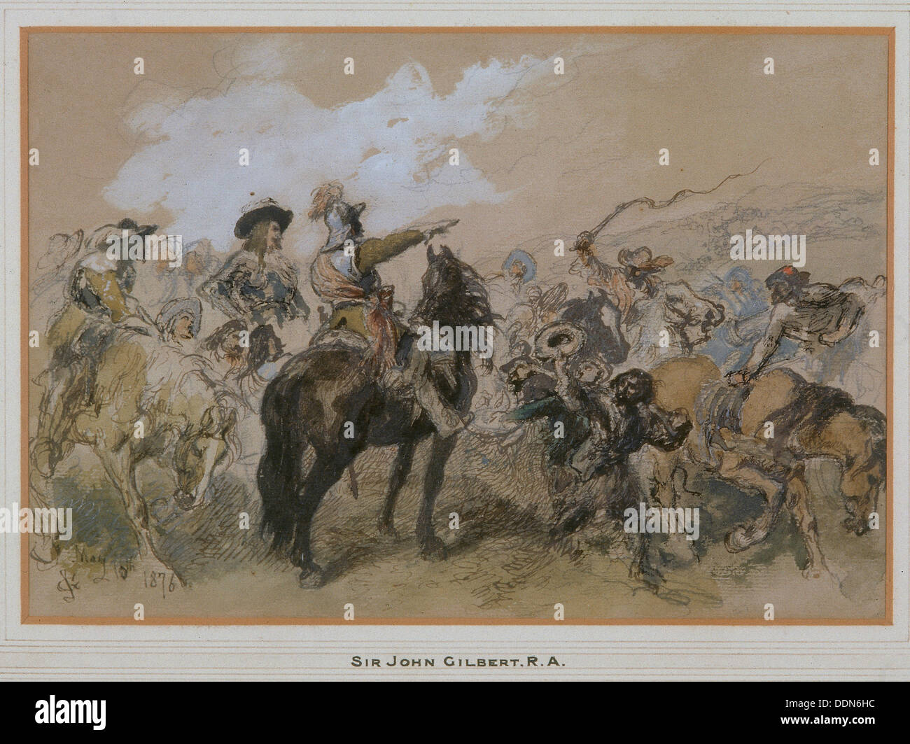 Horsemen at the time of Charles I, 1876. Artist: Sir John Gilbert Stock Photo