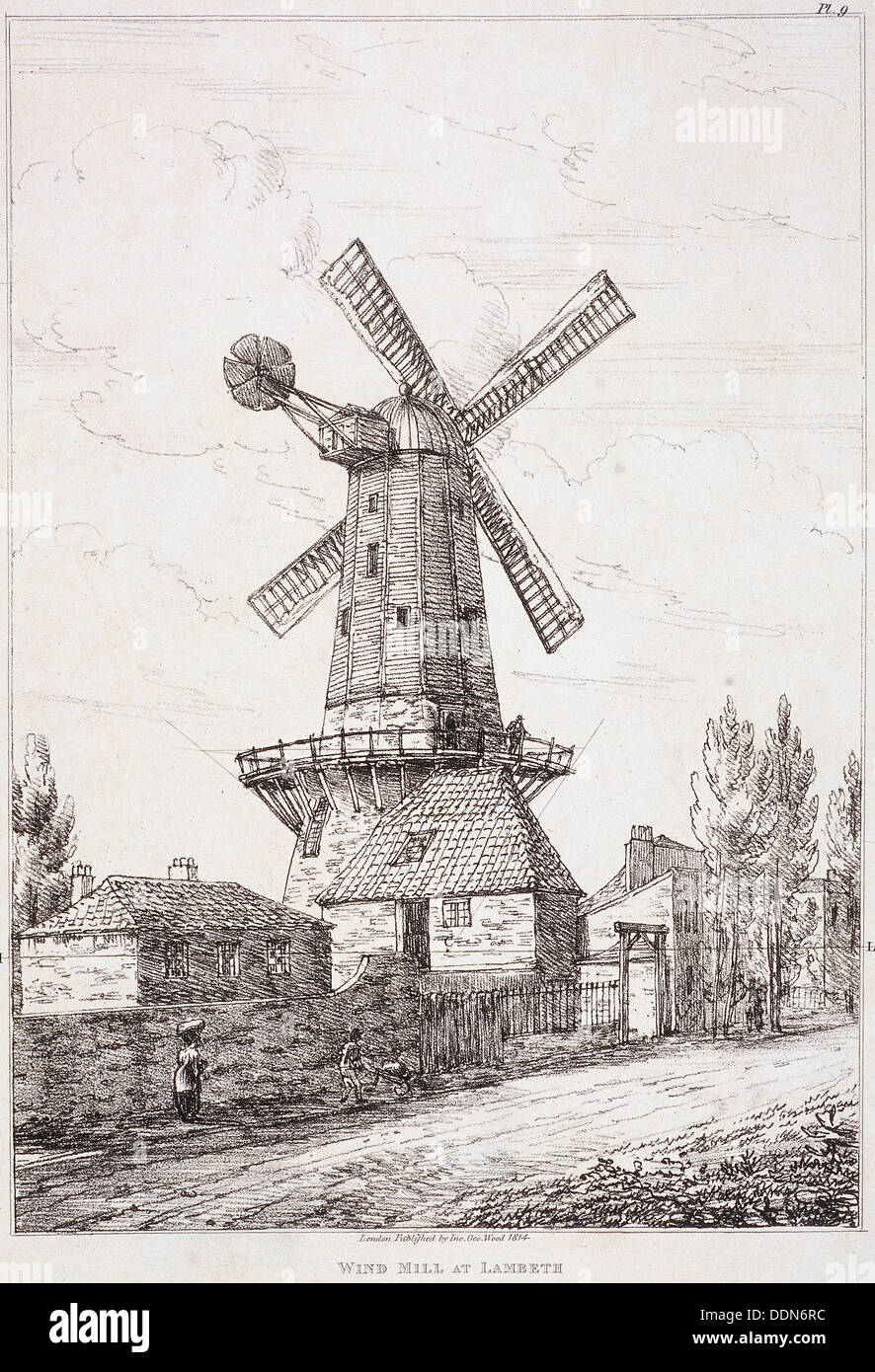 Windmill, Lambeth, London, 1814. Artist: Anon Stock Photo