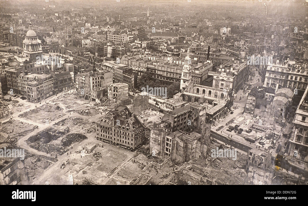 View of Newgate Street, City of London, showing air raid damage, c1944. Artist: Anon Stock Photo