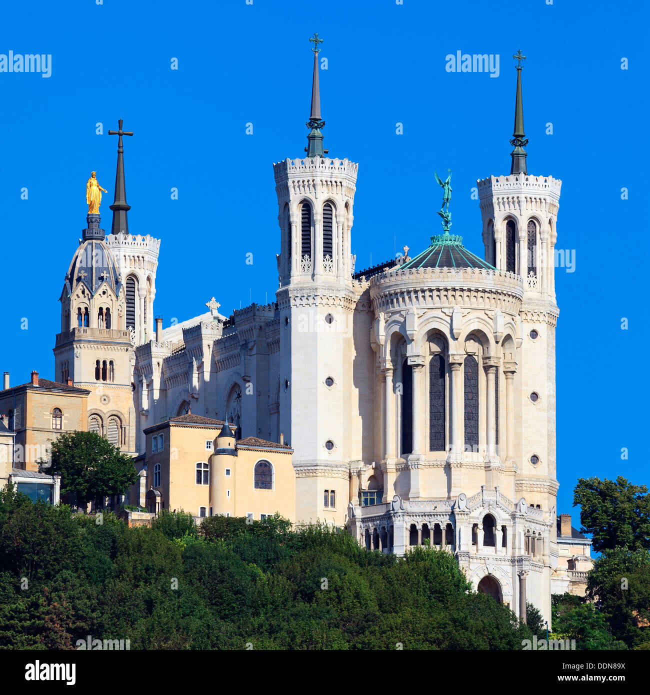 View of Basilica of Notre Dame de Fourviere, Lyon, France Stock Photo