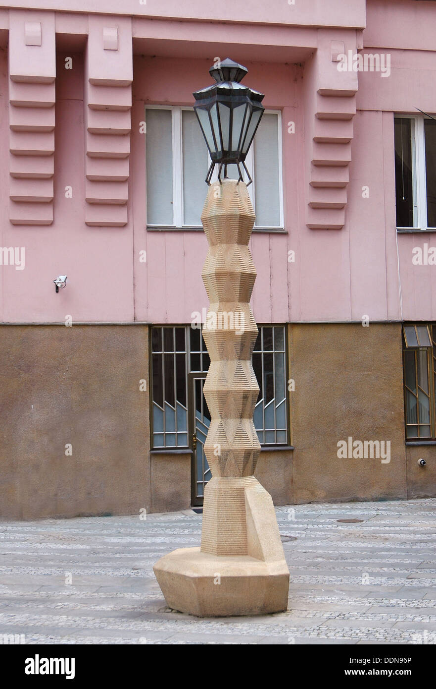 Cubist style lamp post in Jungmannovo namesti street Nove Mesto New Town Prague Czech republic Stock Photo