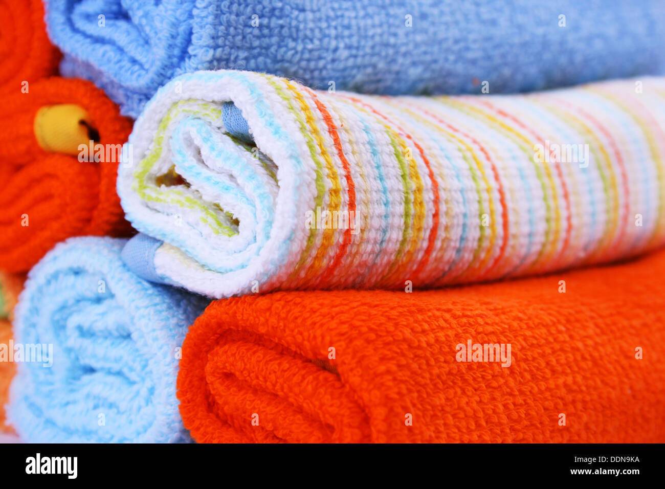 Stack of towels as a background. Stock Photo