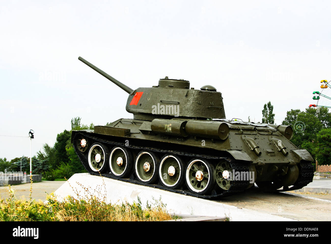 Old T-34-85 tank in Victory park, Yerevan, Armenia. Stock Photo