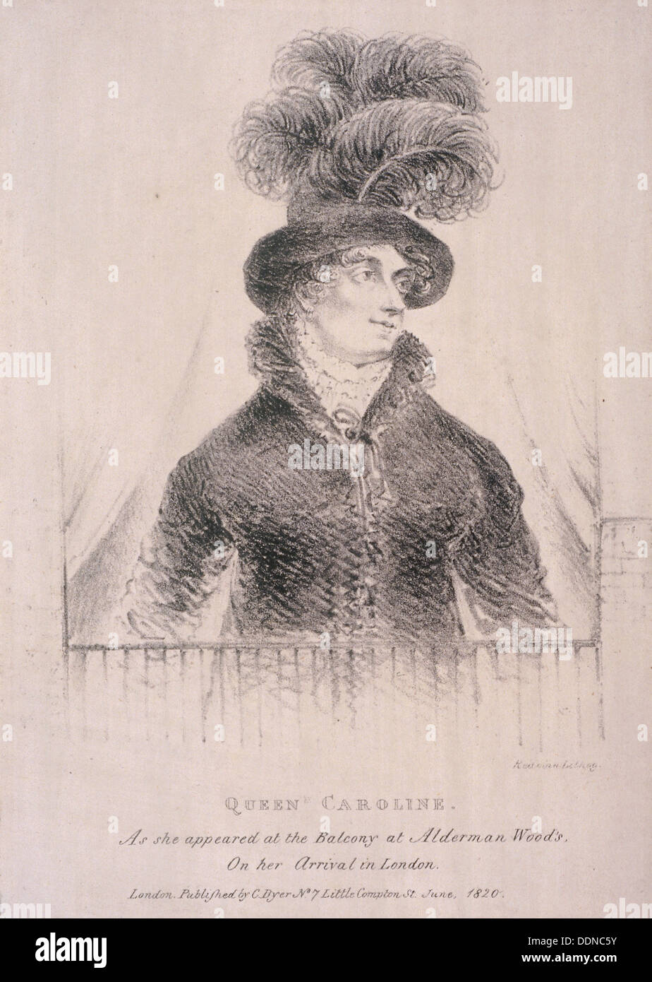 Caroline, Consort of George IV, 1820. Artist: C Dyer Stock Photo