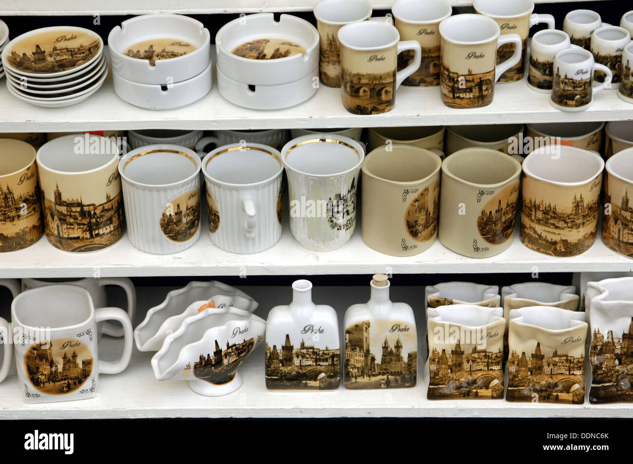 Souvenir mugs for sale in Prague Czech republic Stock Photo - Alamy