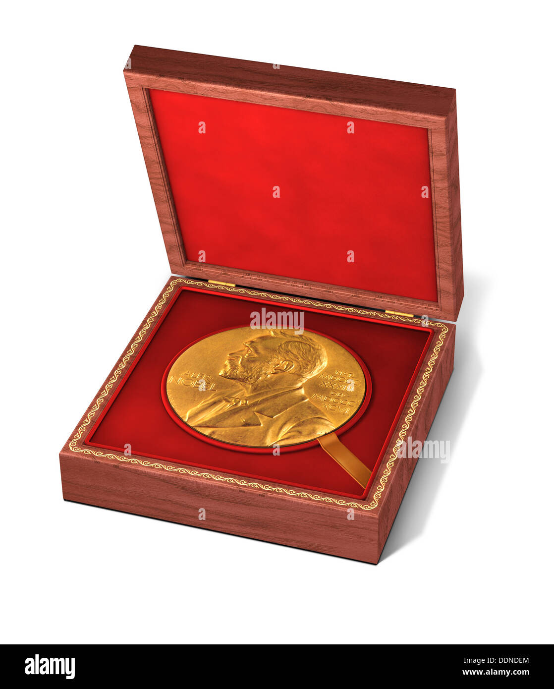Gold coin, Alfred Nobel, Nobel Prize, honor, award Stock Photo
