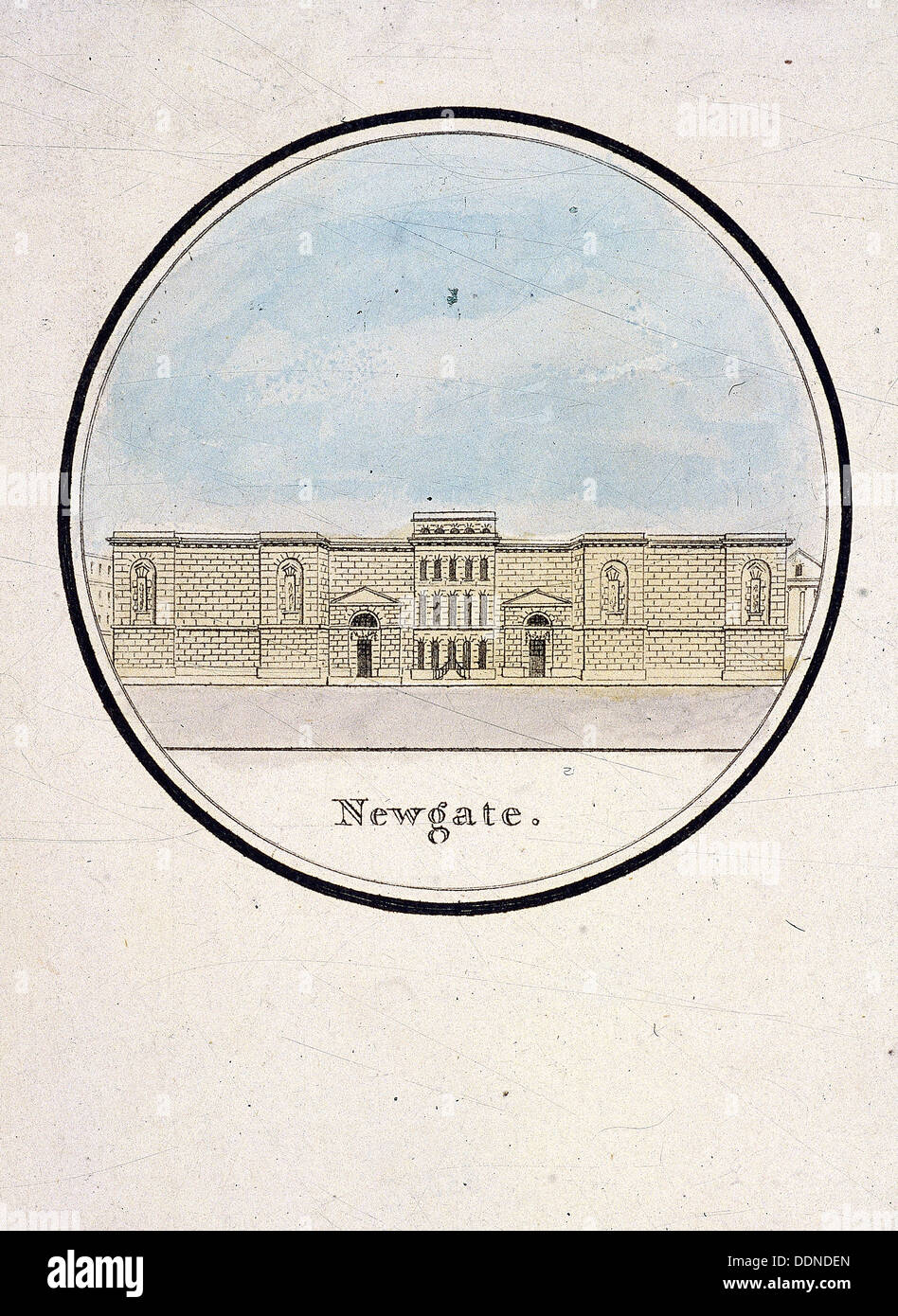 View of Newgate Prison, Old Bailey, London, 1794. Artist: Anon Stock Photo