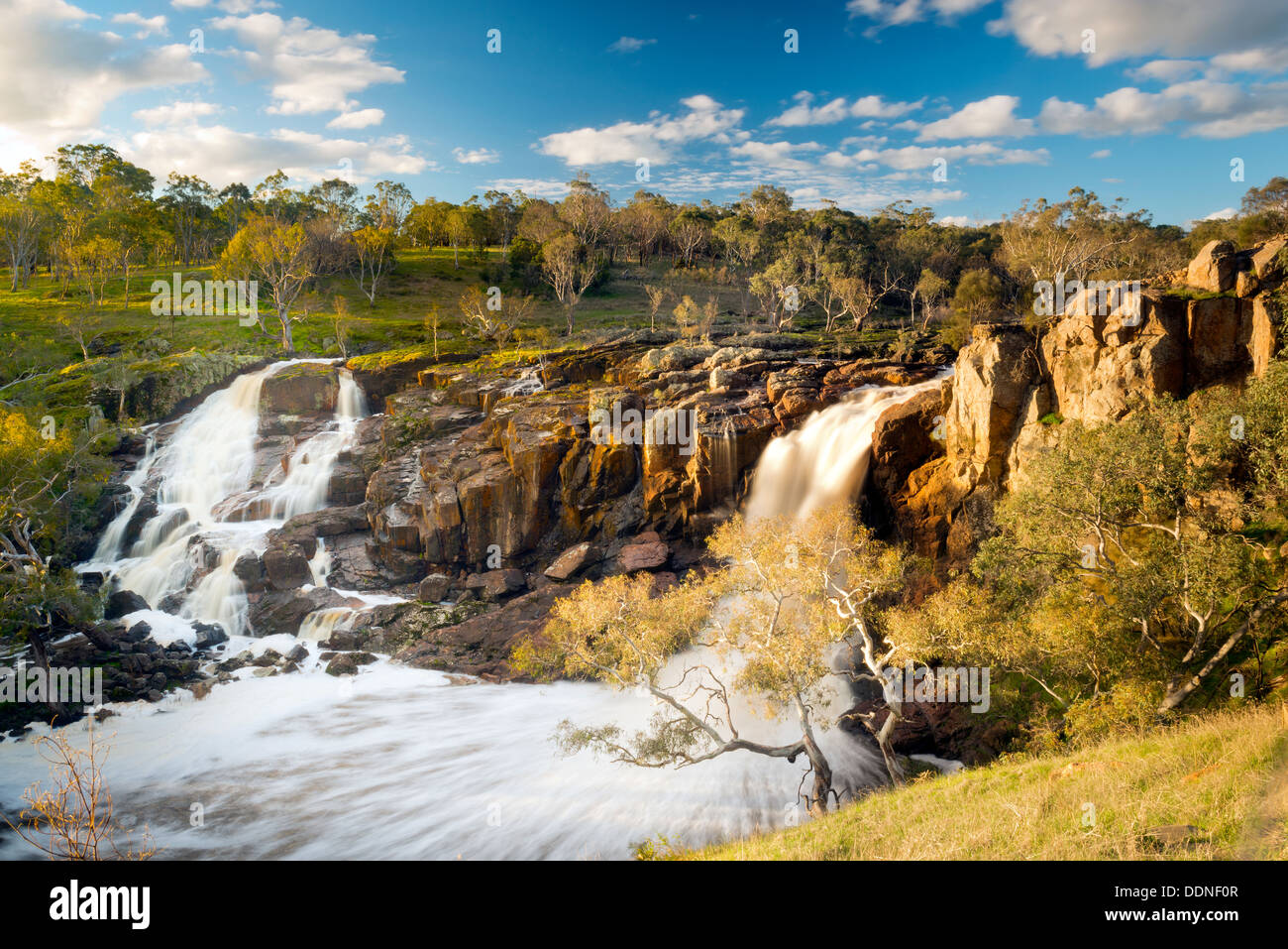 Beautiful Nigretta Falls waterfall in Western Victoria, Australia with high flow during winter time in time-lapse Stock Photo