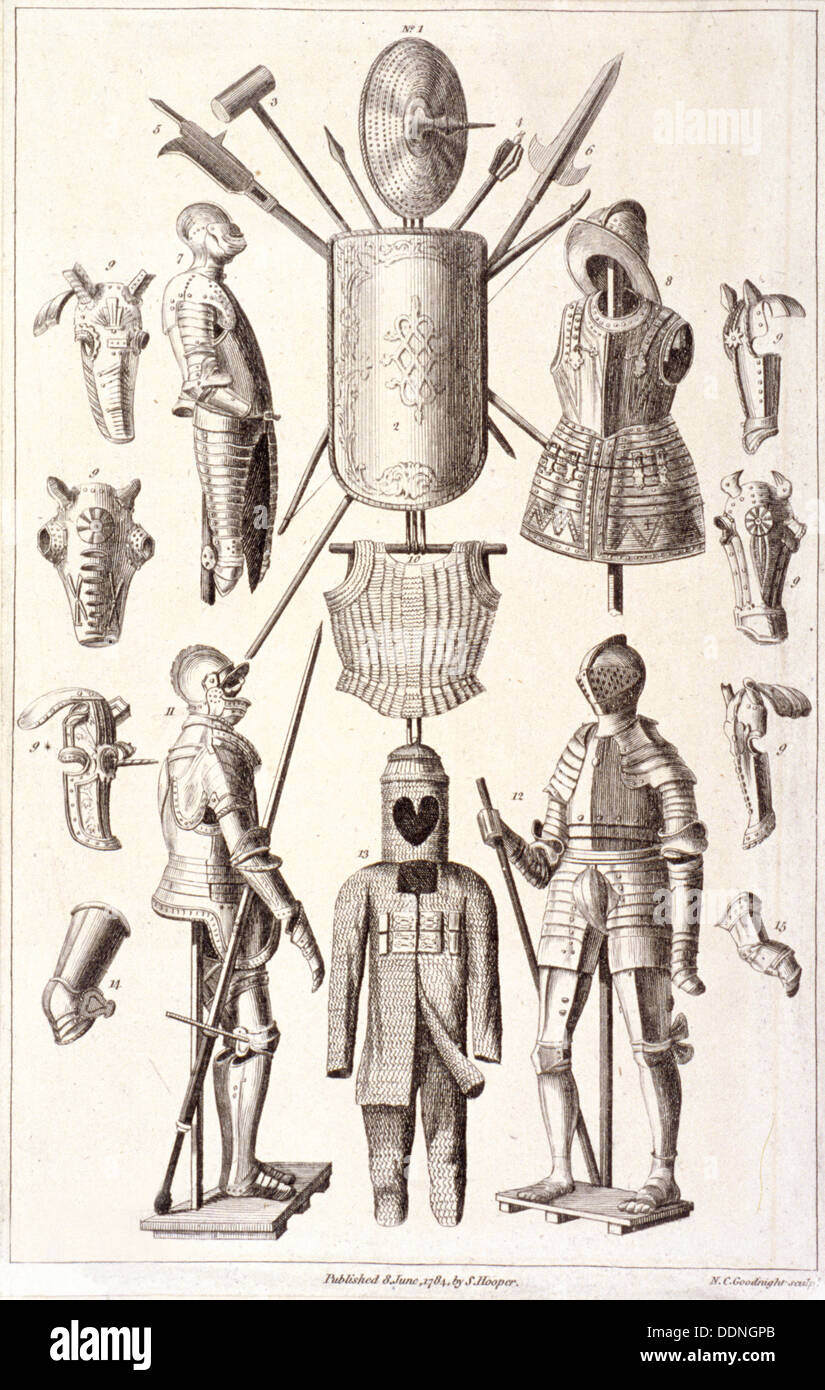 Arms and armour from the Tower of London, 1784. Artist: NC Goodnight Stock Photo